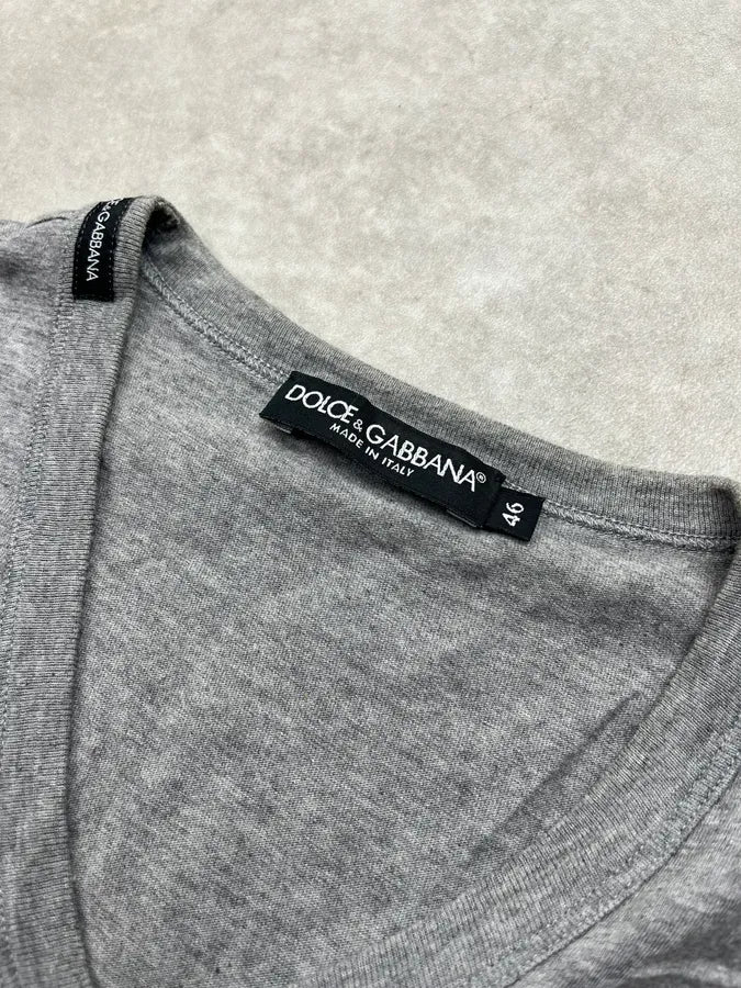 2000s Dolce & Gabbana Dollar Sign Embellished Grey T-Shirt oChbkKe 7