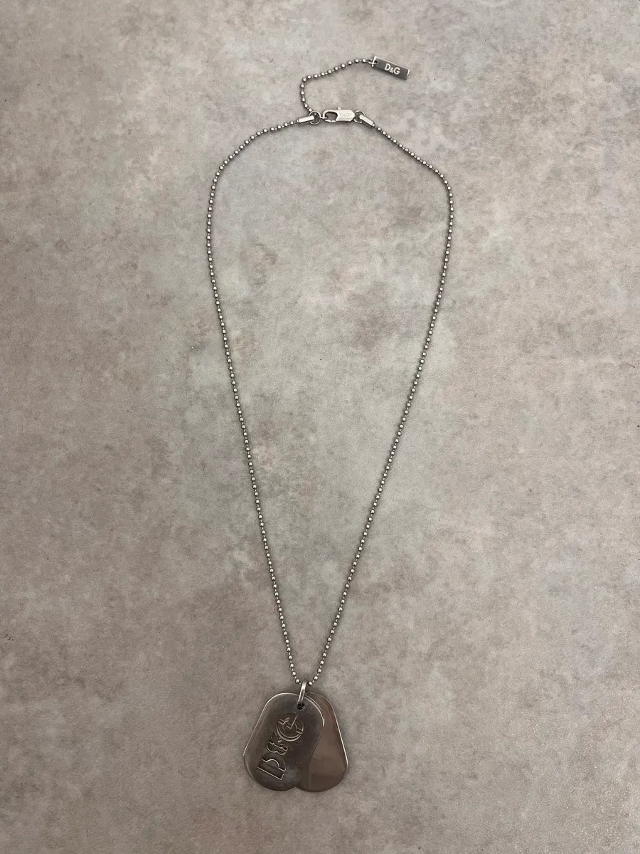 2000s Dolce & Gabbana Double Black Dog Tag Necklace pOoYpfh 0