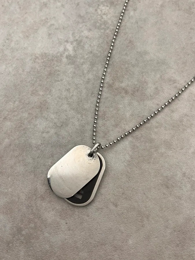 2000s Dolce & Gabbana Double Black Dog Tag Necklace pOoYpfh 7