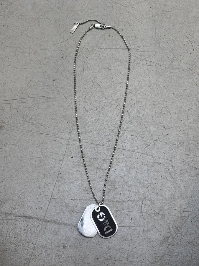 2000s Dolce & Gabbana Double Dog Tag Grey Necklace DOXrbwT 0