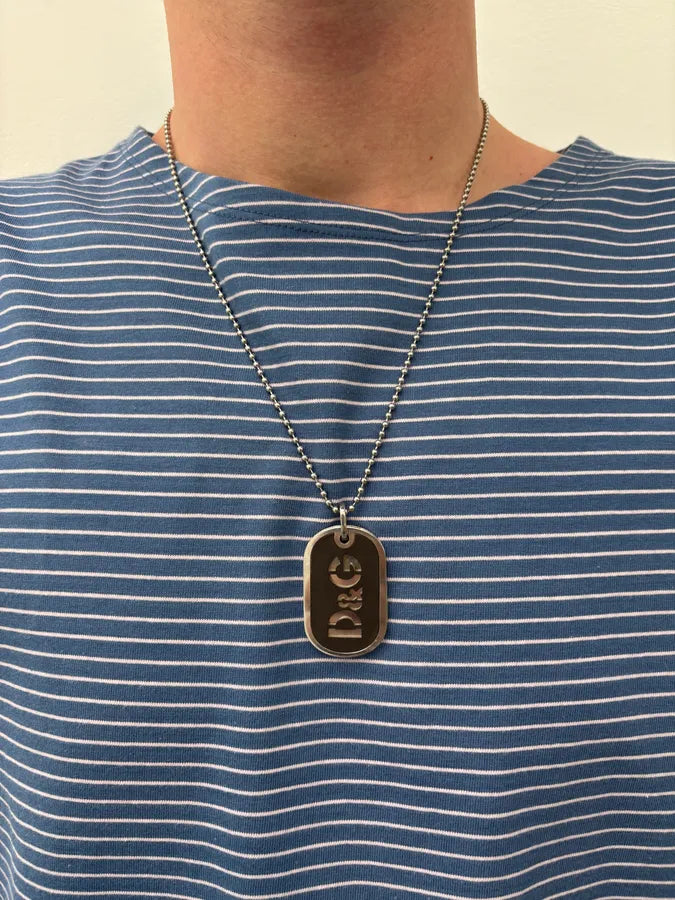 2000s Dolce & Gabbana Double Dog Tag Grey Necklace DOXrbwT 1