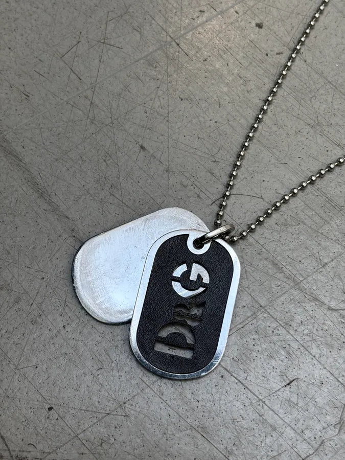 2000s Dolce & Gabbana Double Dog Tag Grey Necklace DOXrbwT 3