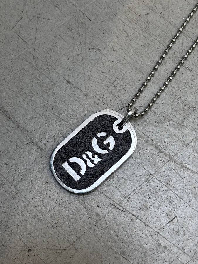 2000s Dolce & Gabbana Double Dog Tag Grey Necklace DOXrbwT 4
