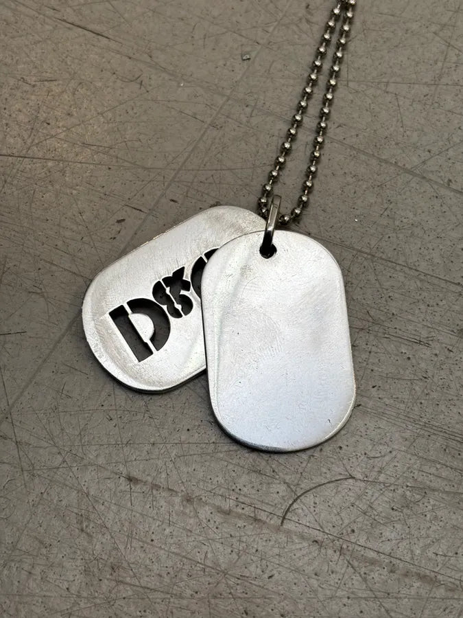 2000s Dolce & Gabbana Double Dog Tag Grey Necklace DOXrbwT 7