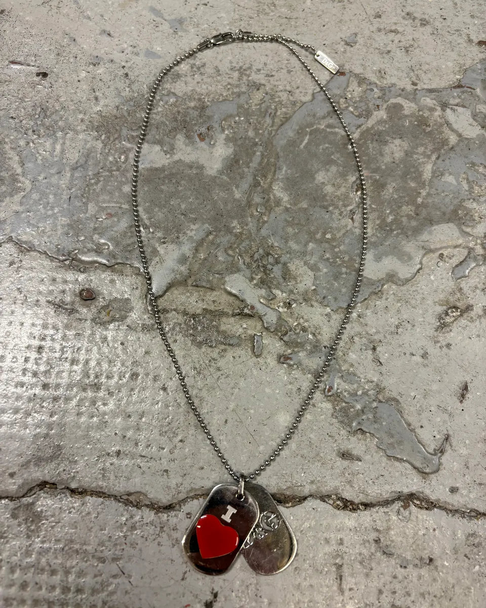 2000s Dolce & Gabbana Double Dog Tag I Love D&G Necklace vmfKFaf 0