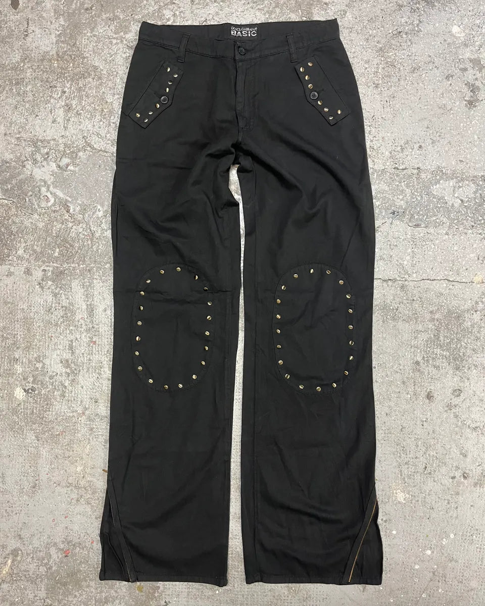 2000s Dolce & Gabbana Double Knee Black Cozy Pants (S/M) 0