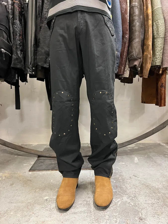 2000s Dolce & Gabbana Double Knee Black Cozy Pants (S/M) 1