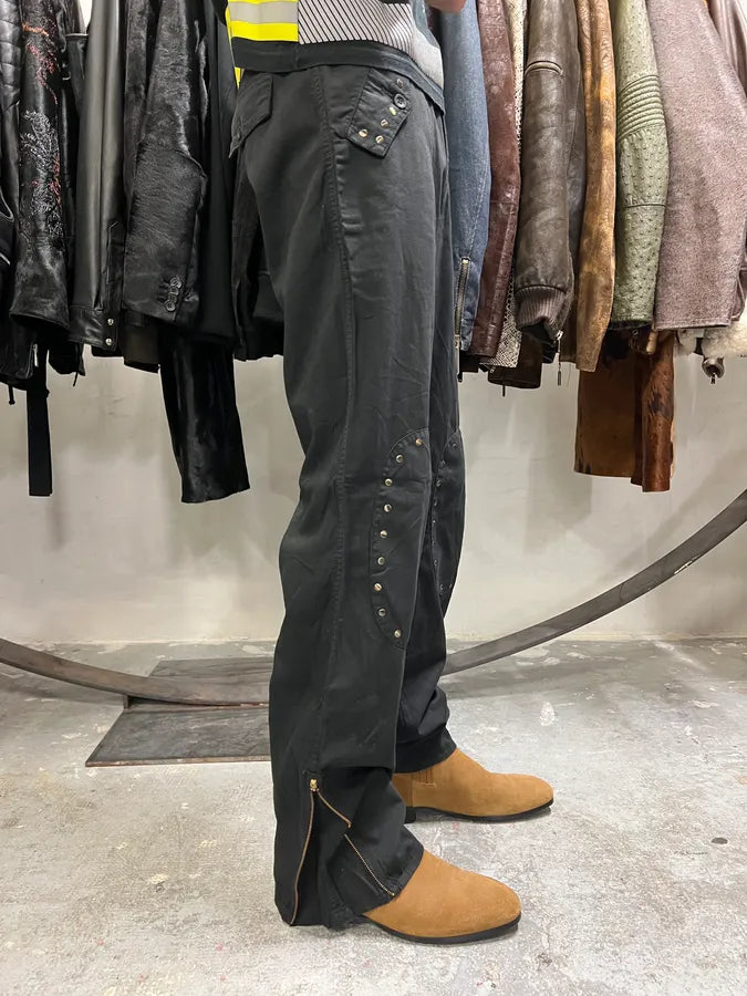 2000s Dolce & Gabbana Double Knee Black Cozy Pants (S/M) 2