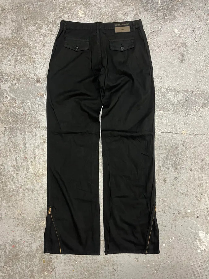 2000s Dolce & Gabbana Double Knee Black Cozy Pants (S/M) 3
