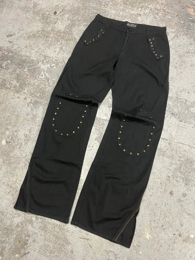 2000s Dolce & Gabbana Double Knee Black Cozy Pants (S/M) 4
