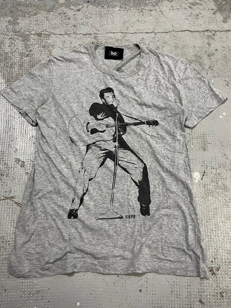 2000s Dolce & Gabbana Elvis Presley Grey T-Shirt Rpgcbeg 0