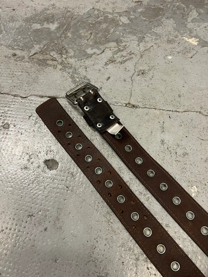 2000s Dolce & Gabbana Eyled Brown Leather Belt KawJJzV 5