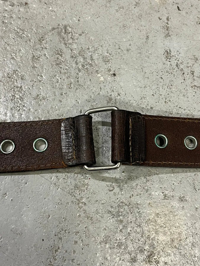 2000s Dolce & Gabbana Eyled Brown Leather Belt KawJJzV 8