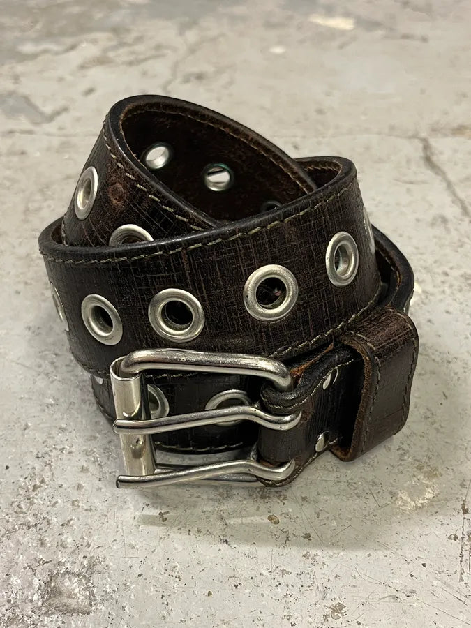 2000s Dolce & Gabbana Eyled Brown Leather Belt KawJJzV 1