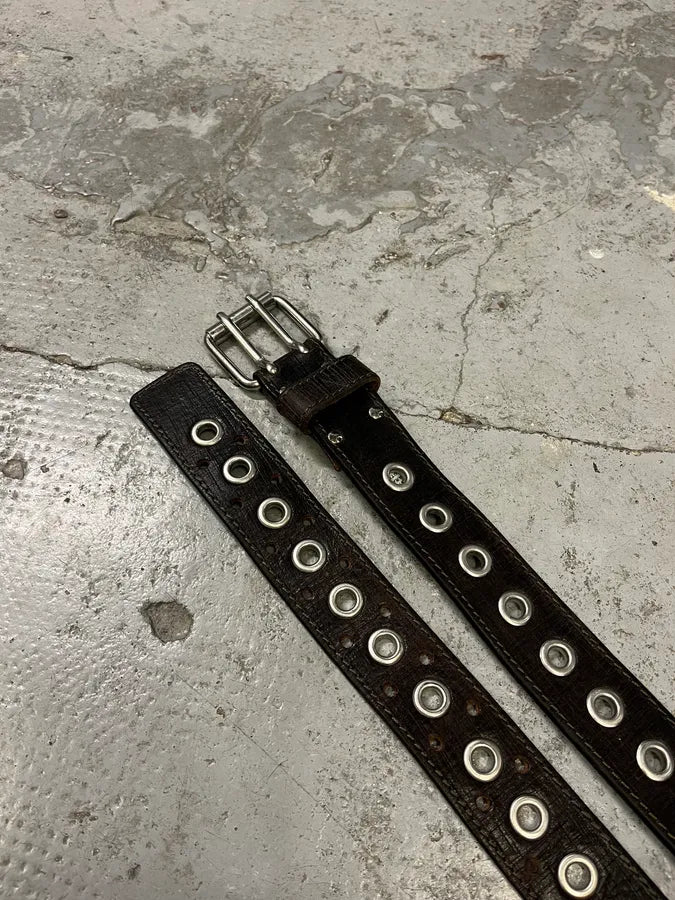 2000s Dolce & Gabbana Eyled Brown Leather Belt KawJJzV 3