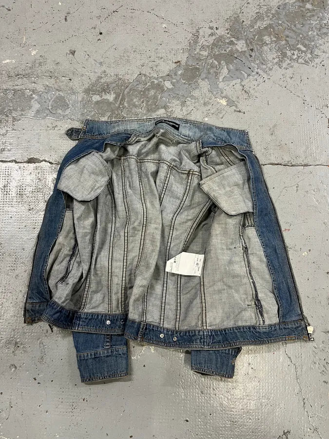 2000s Dolce & Gabbana Faded Biker Blue Denim Jacket zjFrDWp 7
