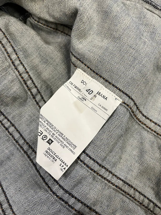 2000s Dolce & Gabbana Faded Biker Blue Denim Jacket zjFrDWp 9