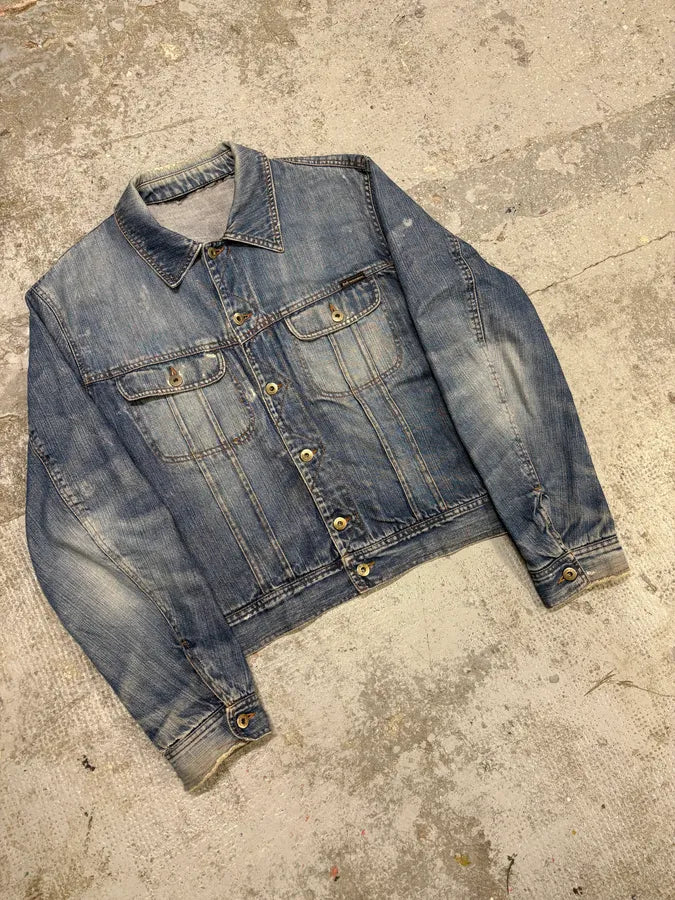 2000s Dolce & Gabbana Faded Blue Denim Jacket NBXgDYH 1