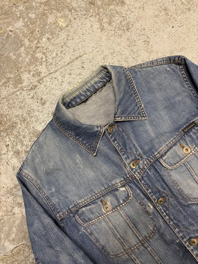 2000s Dolce & Gabbana Faded Blue Denim Jacket NBXgDYH 2