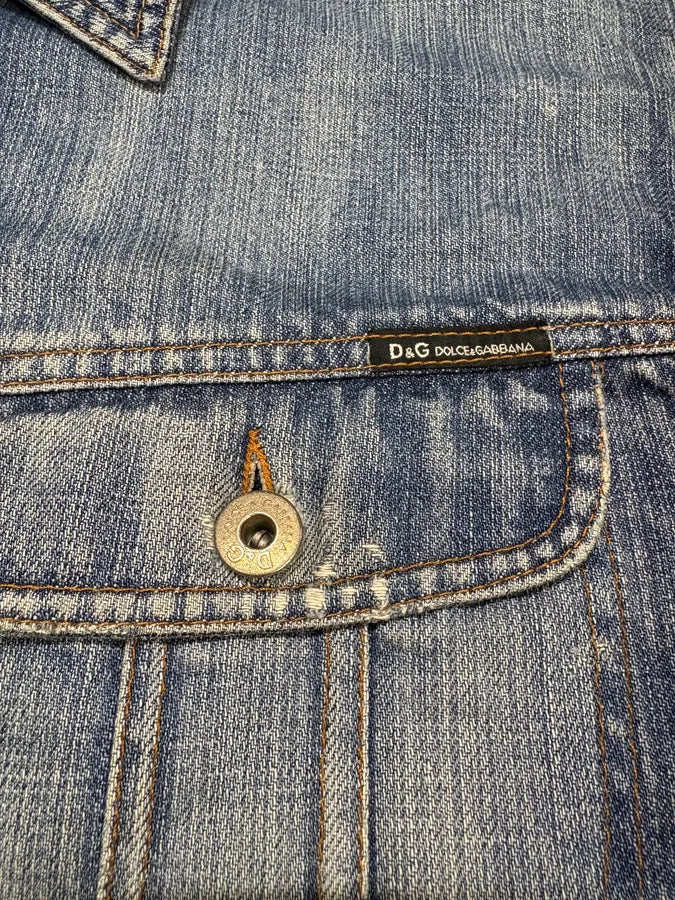 2000s Dolce & Gabbana Faded Blue Denim Jacket NBXgDYH 6