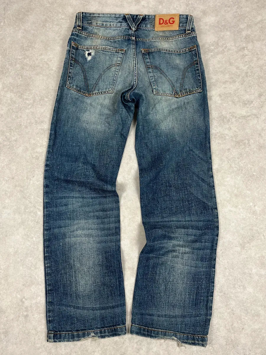 2000s Dolce & Gabbana Faded Blue Denim Jeans wTMrlgb 5