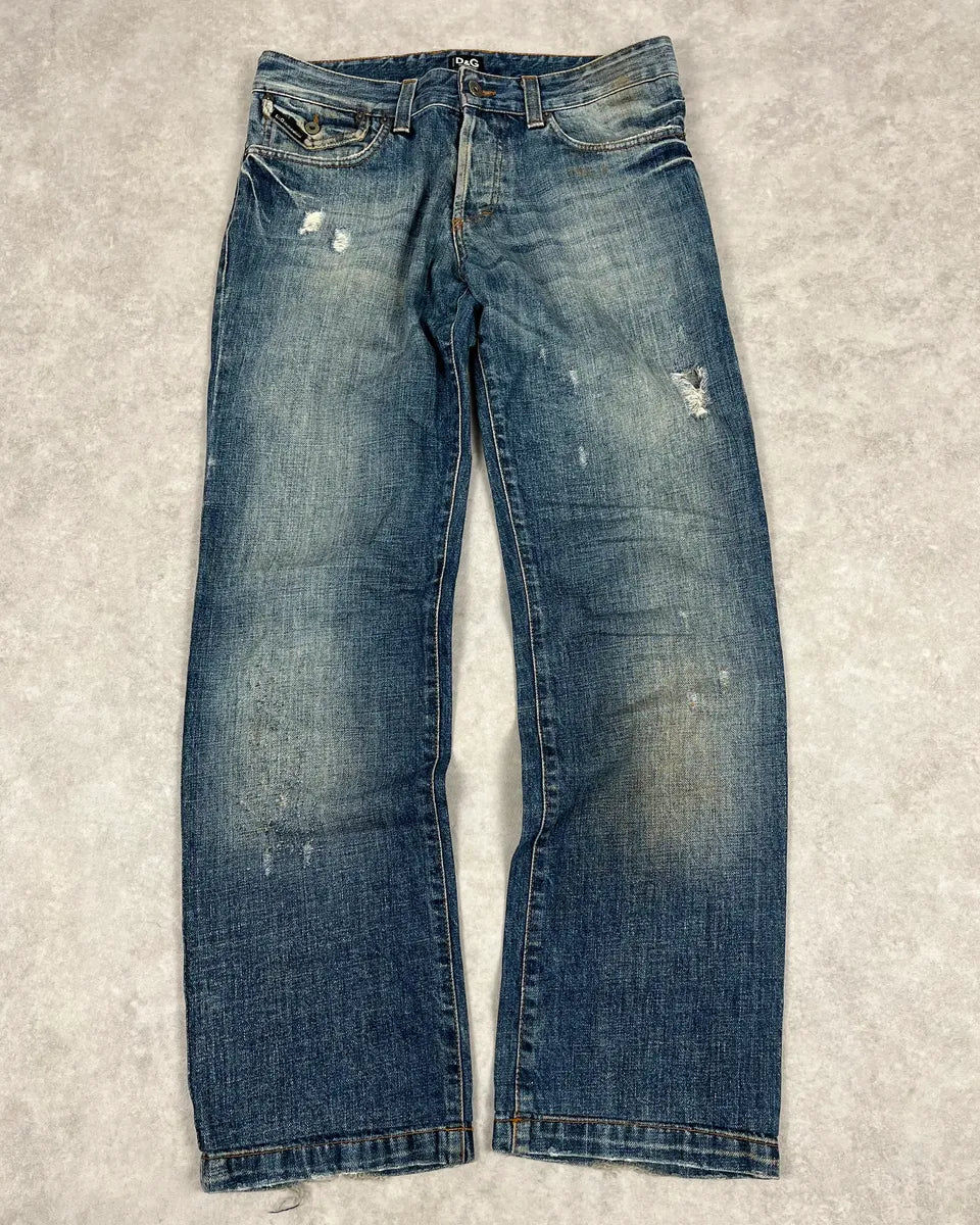 2000s Dolce & Gabbana Faded Blue Denim Jeans wTMrlgb 3