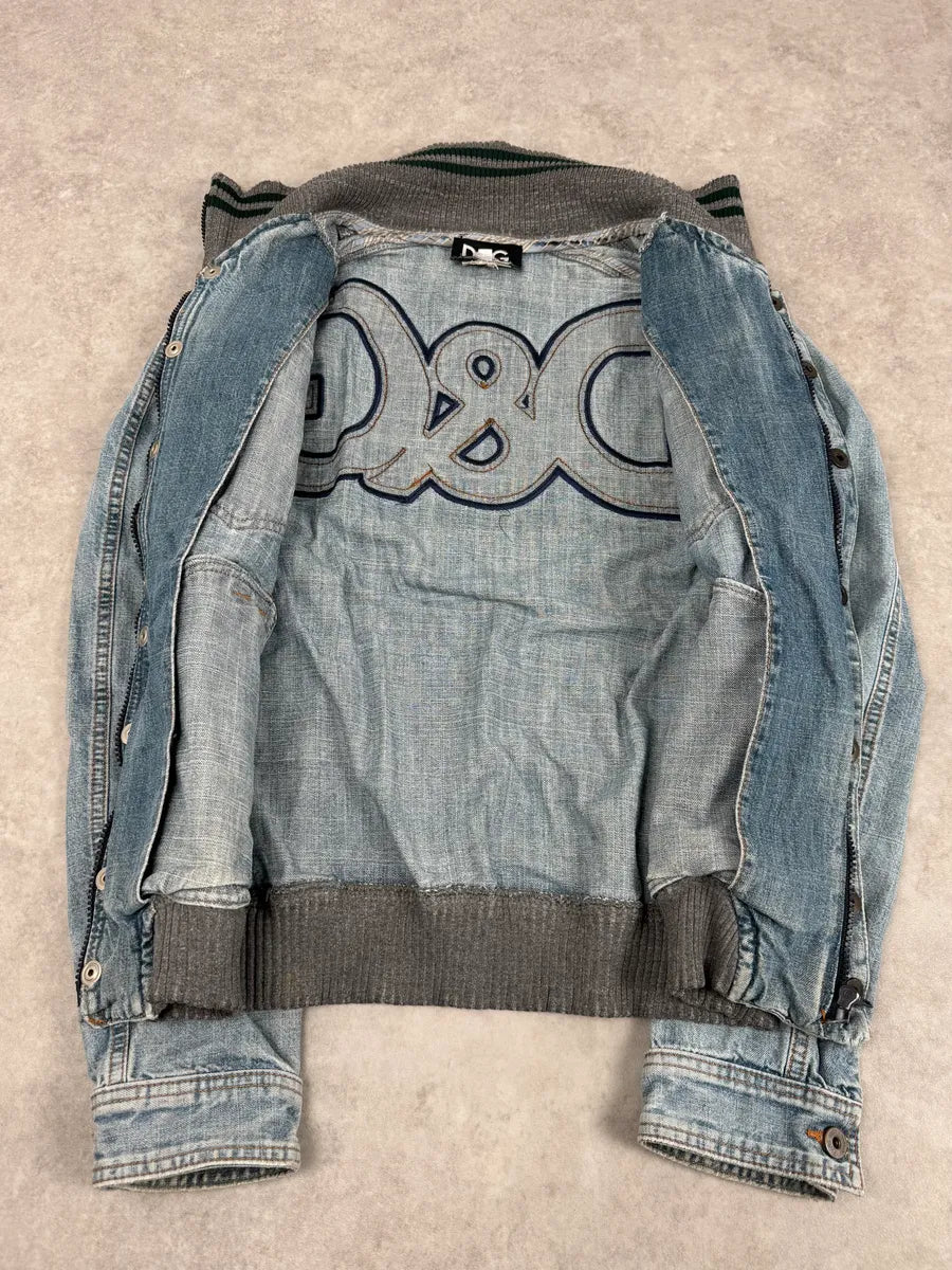 2000s Dolce & Gabbana Faded Blue Denim Zip-Up Jacket mNYkdfR 10