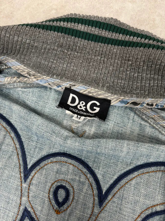 2000s Dolce & Gabbana Faded Blue Denim Zip-Up Jacket mNYkdfR 11