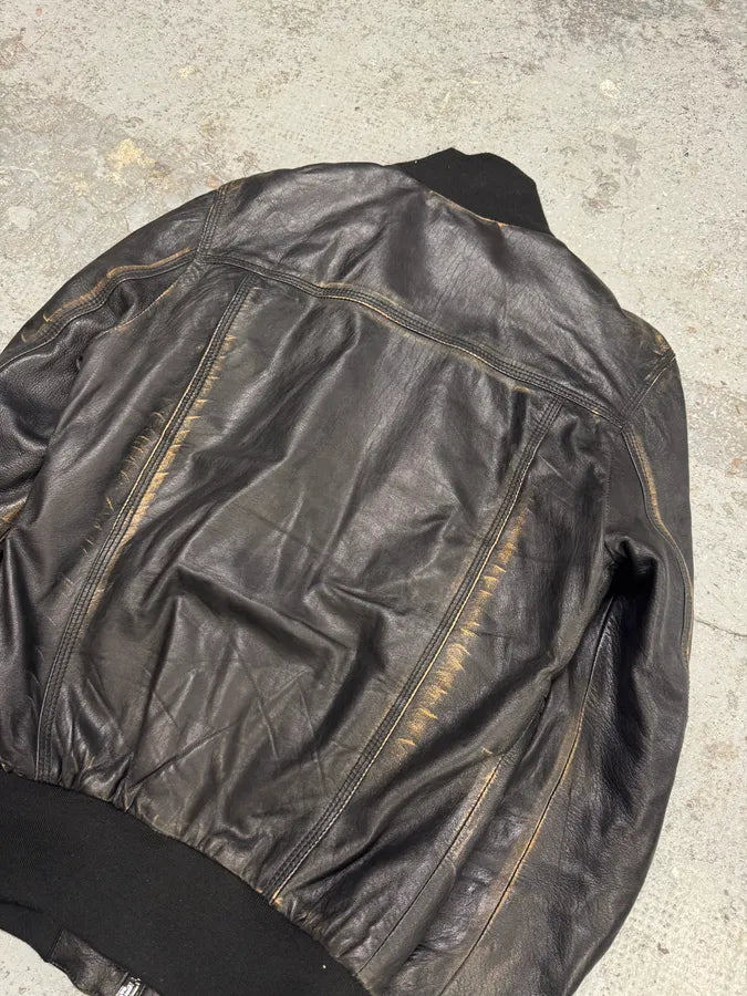 2000s Dolce & Gabbana Faded Brown Leather Zip Jacket GUObMua 4