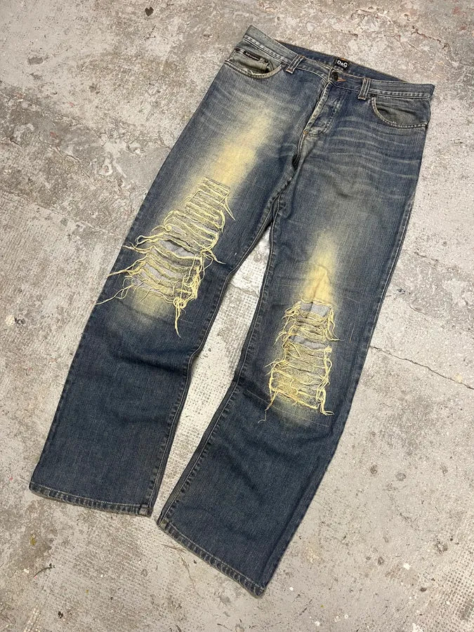 2000s Dolce & Gabbana Faded Distressed Denim Jeans (M/L) kywLjBM 4