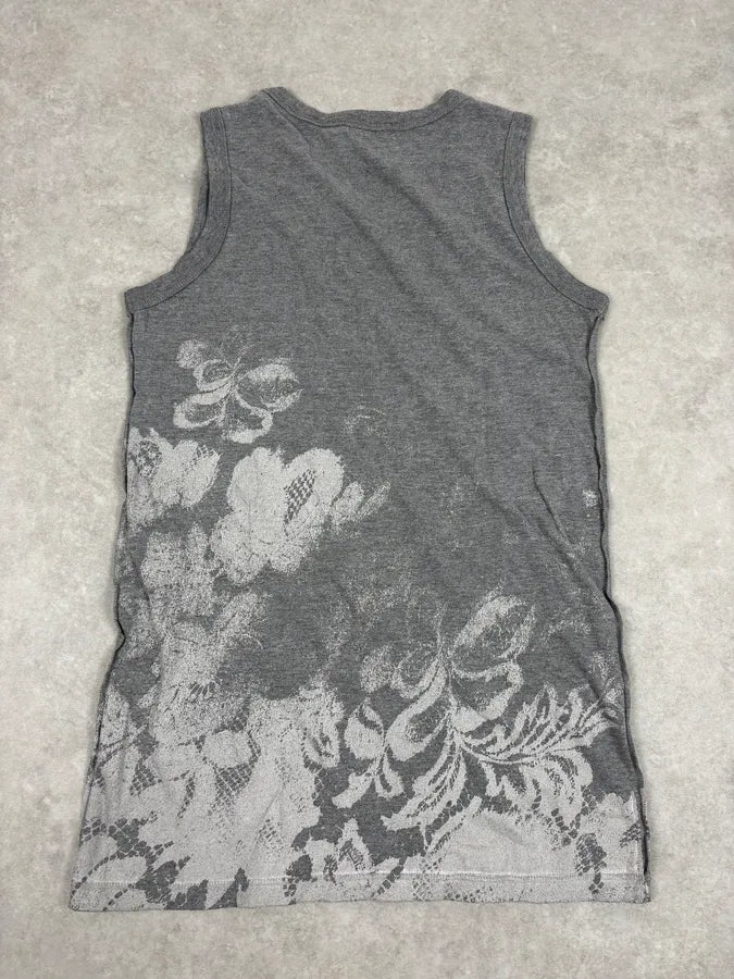 2000s Dolce & Gabbana Faded Flowers Grey Tank Top pyHanJr 5
