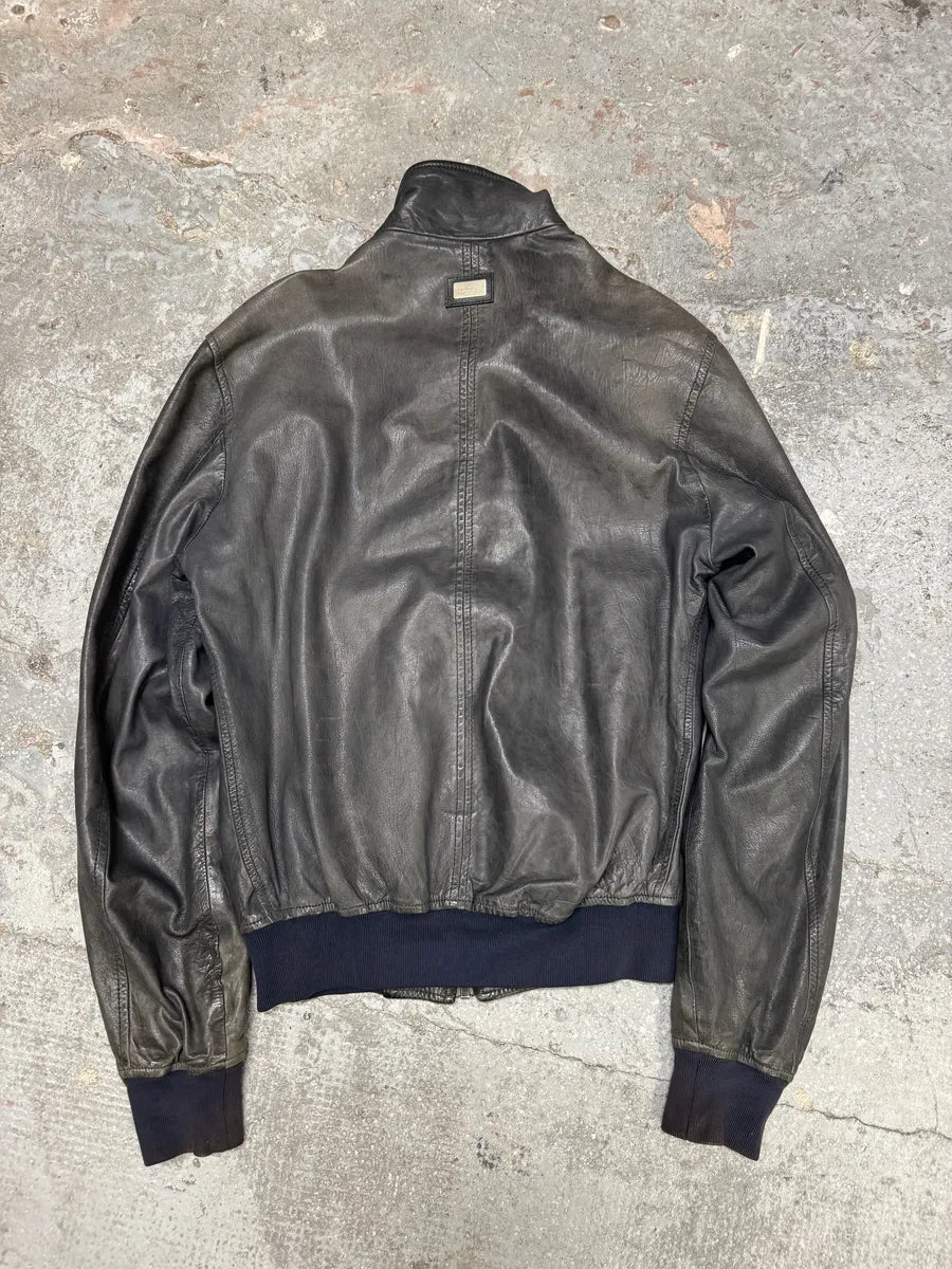 2000s Dolce & Gabbana Faded Grey Lamb Leather Premium Jacket (M) 1