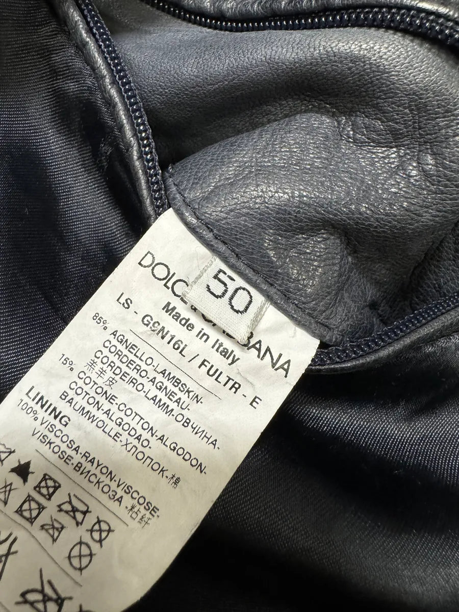 2000s Dolce & Gabbana Faded Grey Lamb Leather Premium Jacket (M) 12