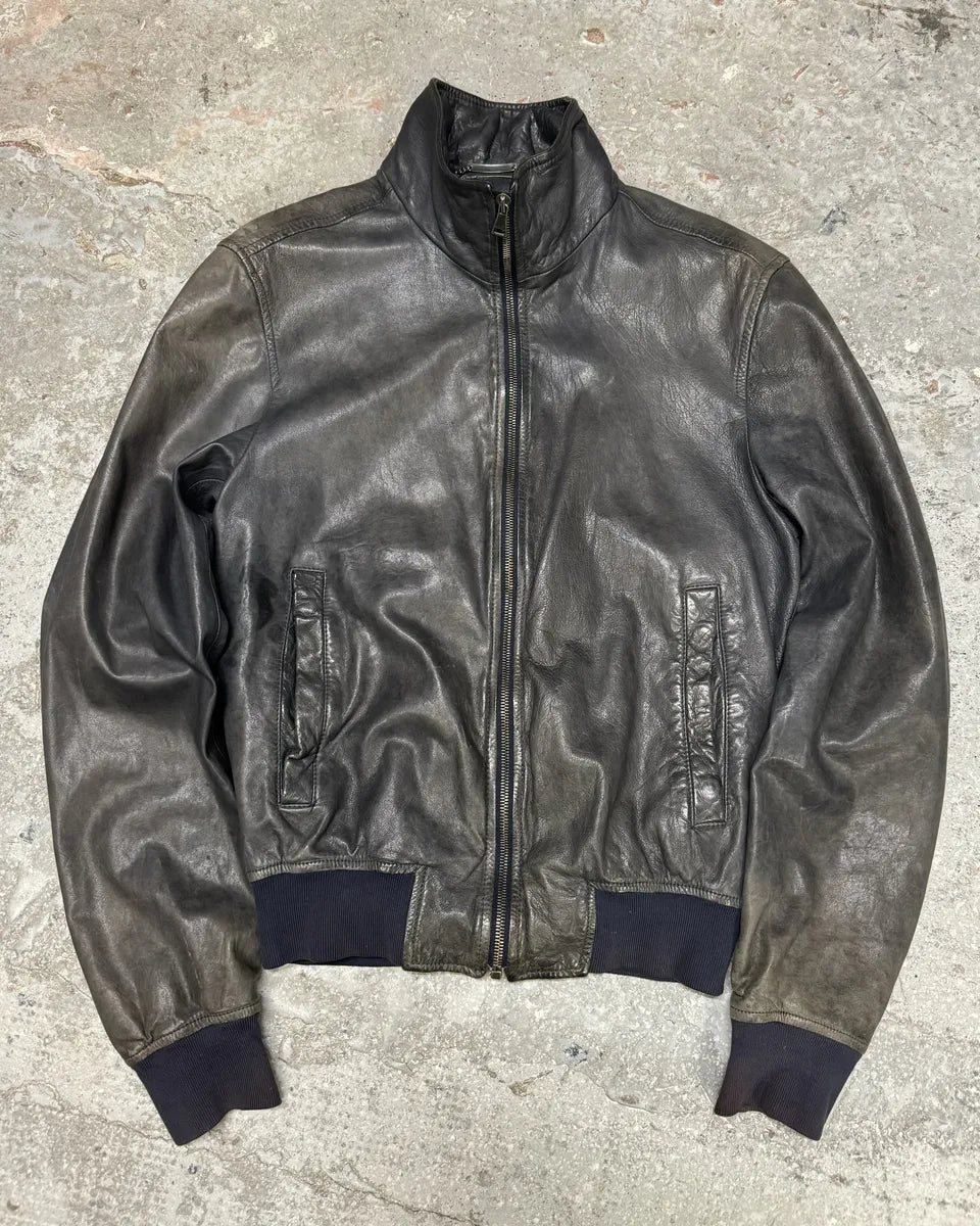 2000s Dolce & Gabbana Faded Grey Lamb Leather Premium Jacket (M) 2
