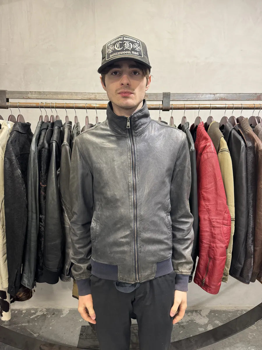 2000s Dolce & Gabbana Faded Grey Lamb Leather Premium Jacket (M) 3