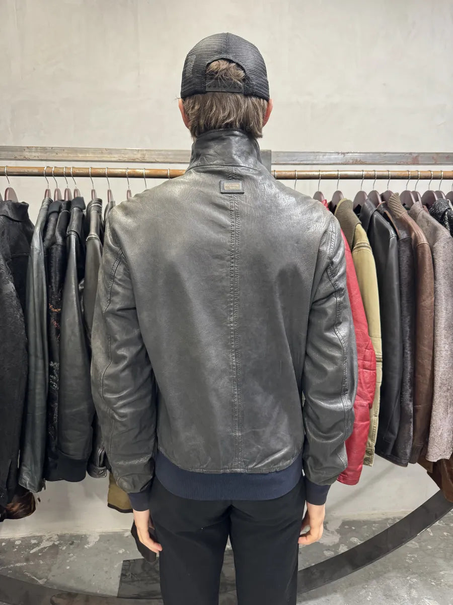 2000s Dolce & Gabbana Faded Grey Lamb Leather Premium Jacket (M) 4