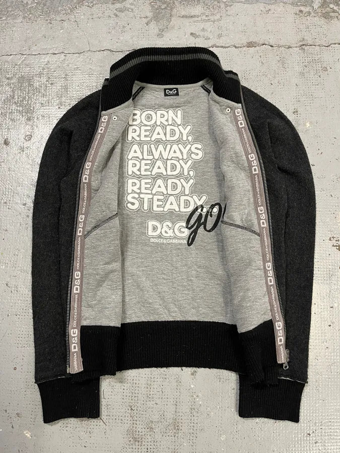2000s Dolce & Gabbana Fleece Track Grey Jacket sAGgqSR 8