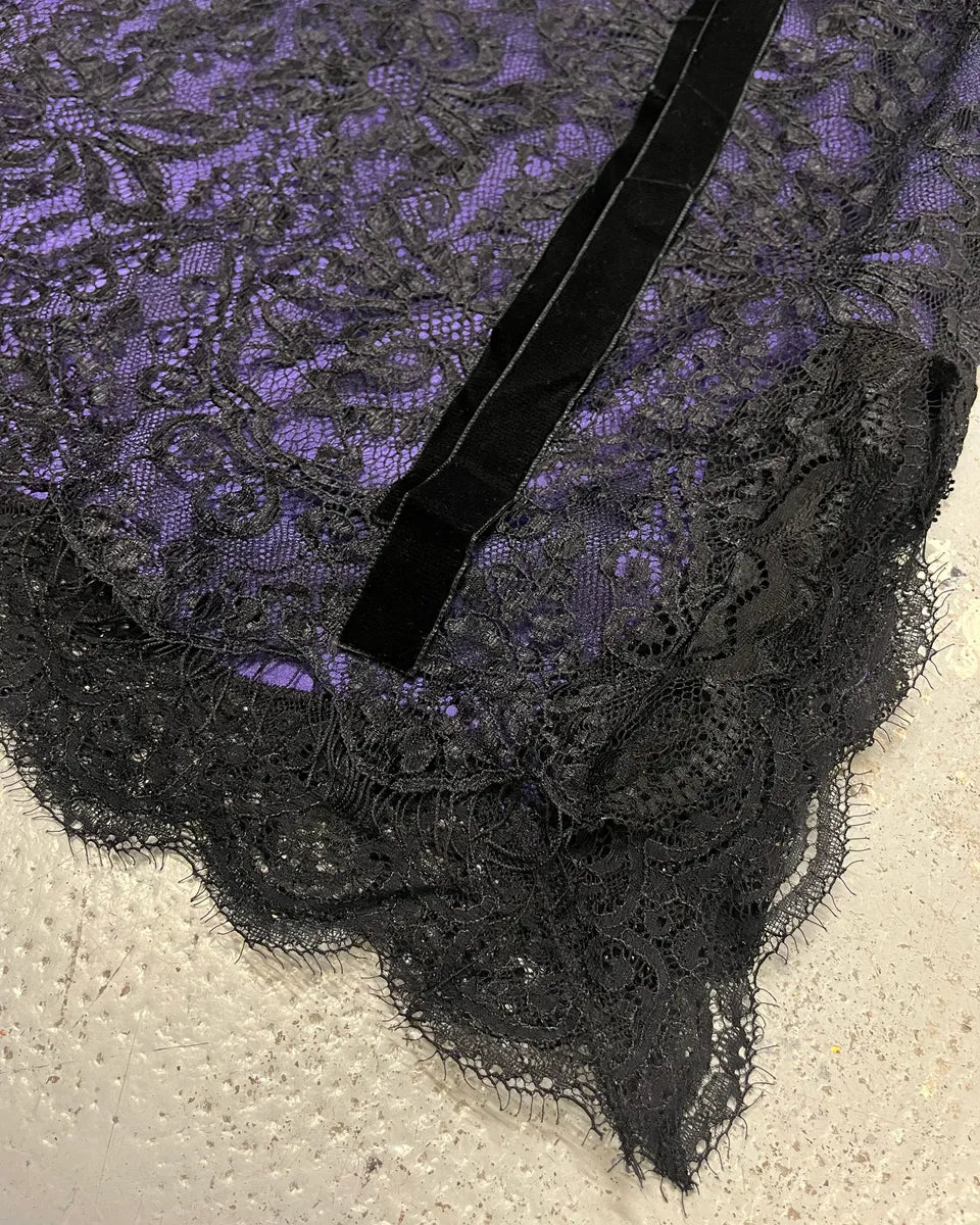 2000s Dolce & Gabbana Floral Black Lace Purple Skirt gpiSpKv 6
