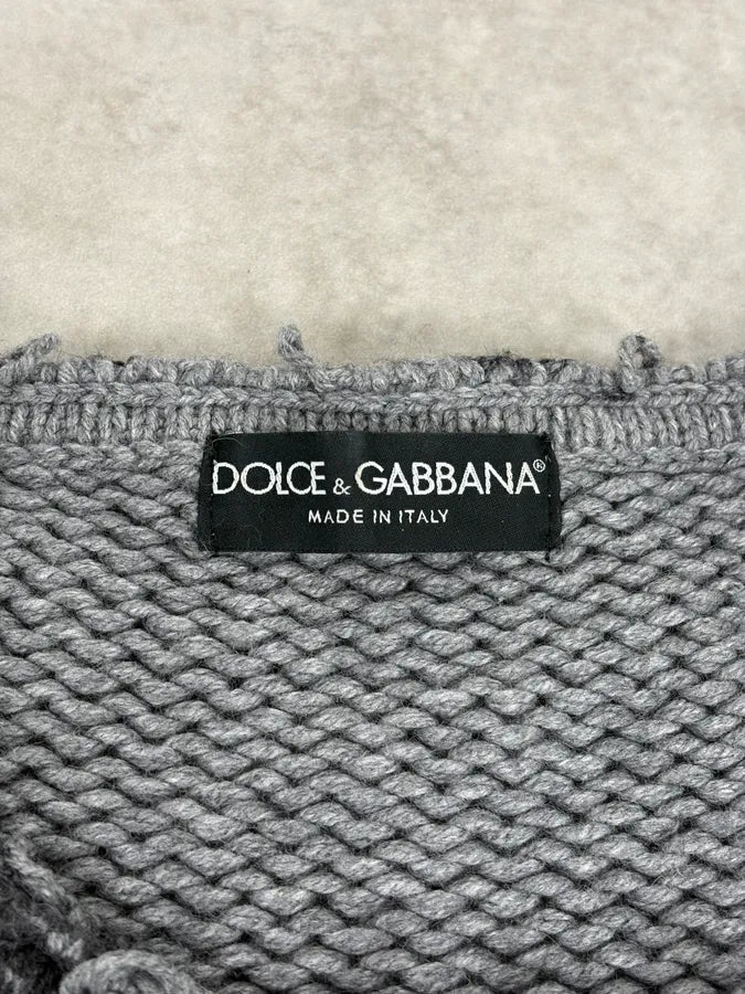 2010s Dolce & Gabbana Floral Grey Wool Sweater dtByzIH 8