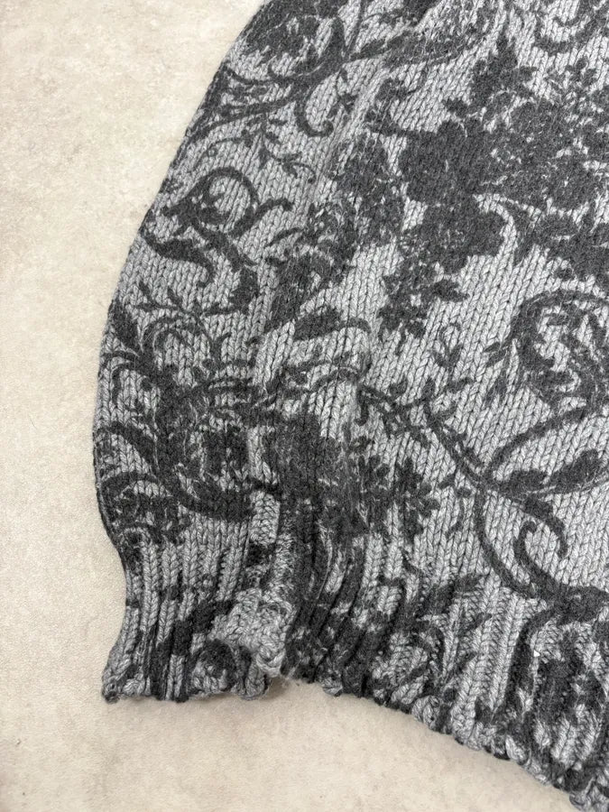 2010s Dolce & Gabbana Floral Grey Wool Sweater dtByzIH 6