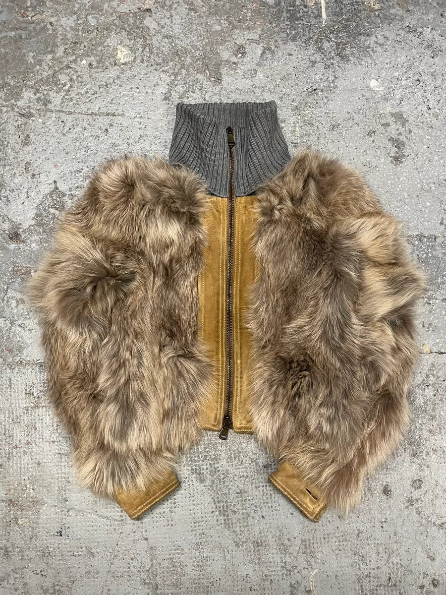 2000s Dolce & Gabbana Fox Fur Leather Jacket (S) 1