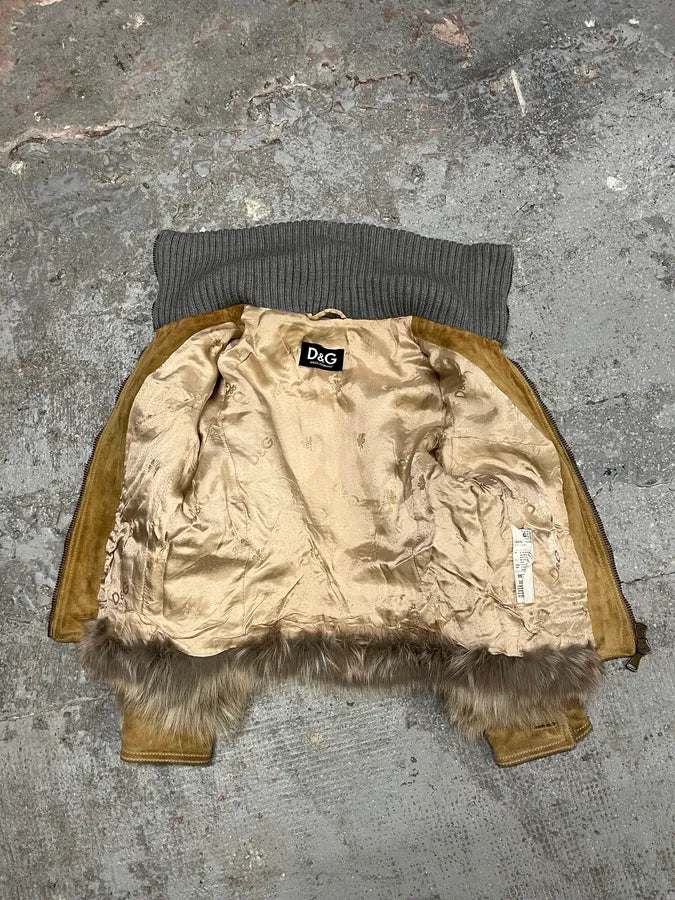 2000s Dolce & Gabbana Fox Fur Leather Jacket (S) 8