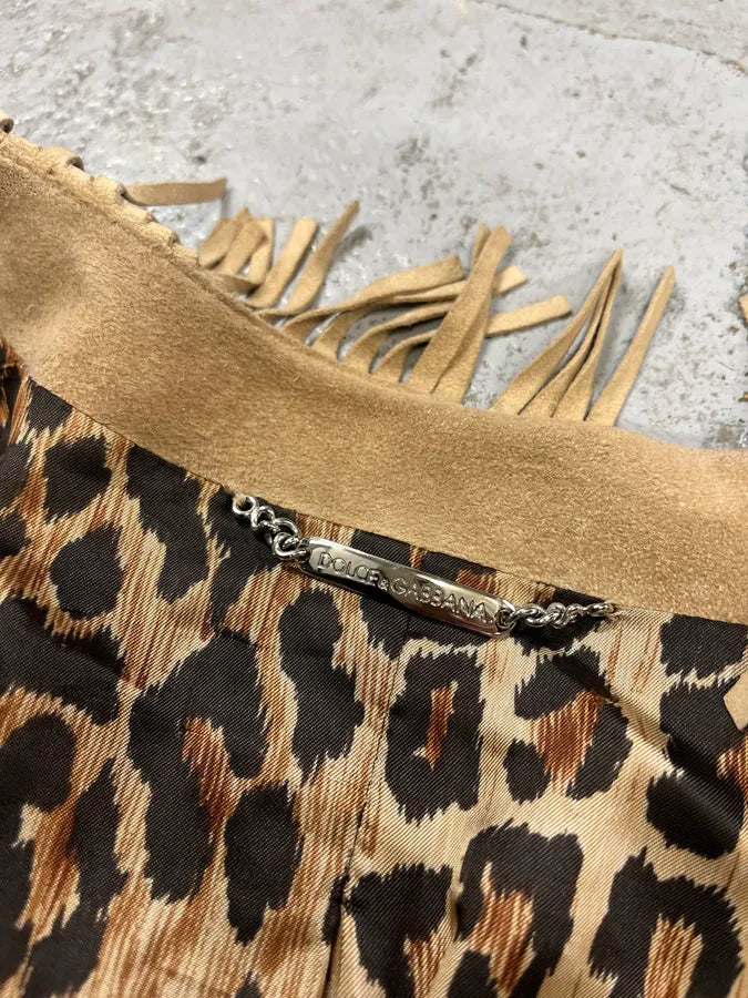 2000s Dolce & Gabbana Fringe Beige Suede Leather Jacket BxGEQGc 8