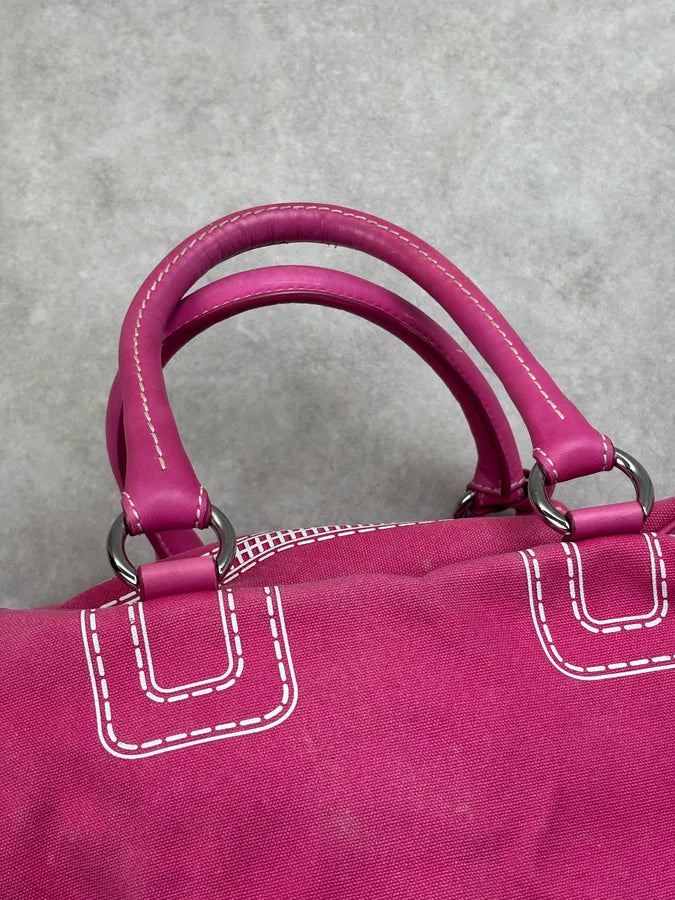 AW2010 Dolce & Gabbana Lily Fuchsia Canvas Trompe Loeil Zip Bag ppEIyNz 13