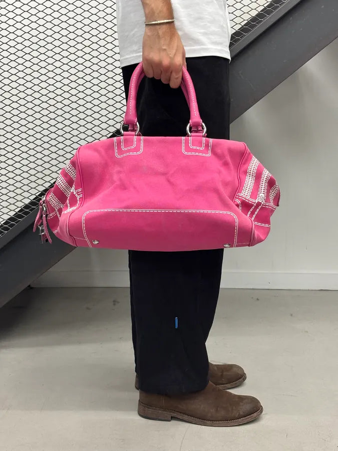 AW2010 Dolce & Gabbana Lily Fuchsia Canvas Trompe Loeil Zip Bag ppEIyNz 1