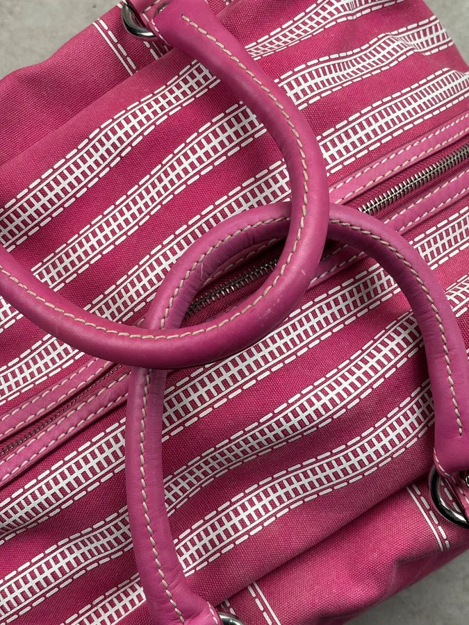 AW2010 Dolce & Gabbana Lily Fuchsia Canvas Trompe Loeil Zip Bag ppEIyNz 7