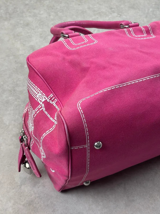 AW2010 Dolce & Gabbana Lily Fuchsia Canvas Trompe Loeil Zip Bag ppEIyNz 14