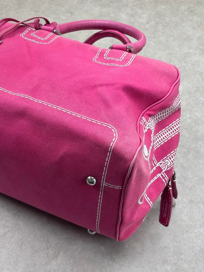 AW2010 Dolce & Gabbana Lily Fuchsia Canvas Trompe Loeil Zip Bag ppEIyNz 11