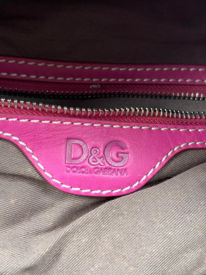AW2010 Dolce & Gabbana Lily Fuchsia Canvas Trompe Loeil Zip Bag ppEIyNz 17