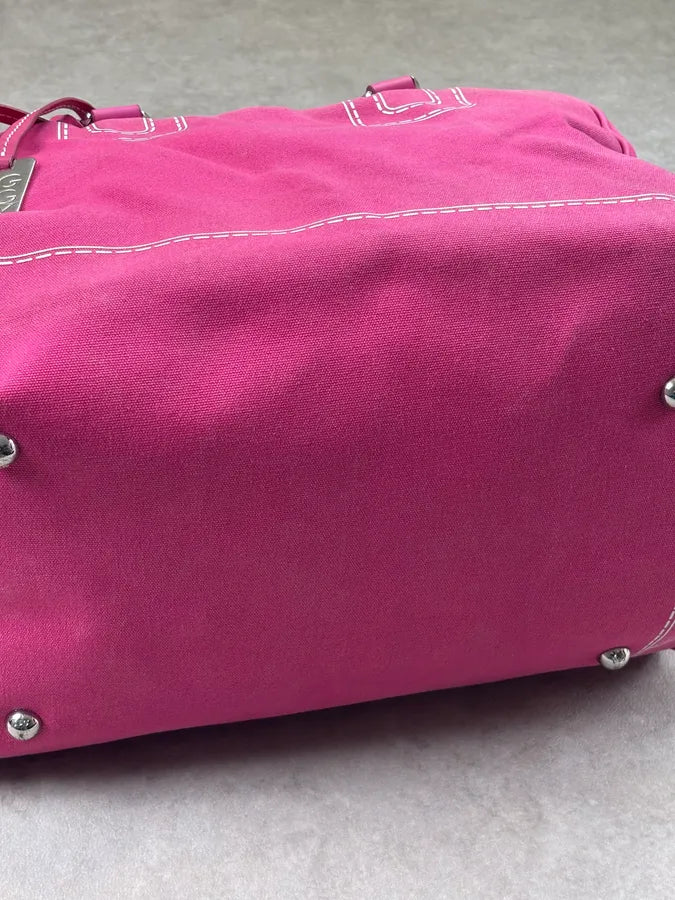 AW2010 Dolce & Gabbana Lily Fuchsia Canvas Trompe Loeil Zip Bag ppEIyNz 8